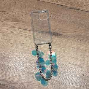 Ossa Clear Phone Case with Blue Beaded Strap